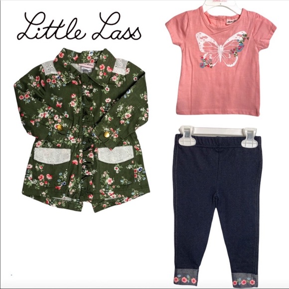 NWT Little Lass 3 piece Floral Jacket/Legging set - Picture 1 of 14